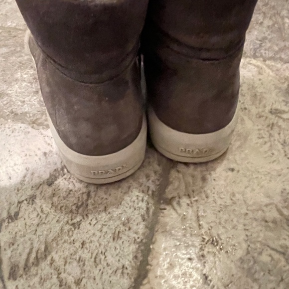 Prada Gray Suede Shearling Boots - Picture 5 of 8
